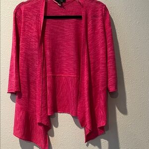 Alfani Fuchsia Open Front 
waterfall, asymmetrical Cardigan 
Linen & Cotton
Sz L